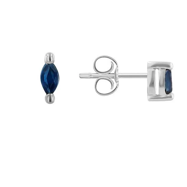 Eppi Eppi Minimalistische Ohrstecker mit blauen Saphiren Daina, Weiss, – Produktbild 3 von 4