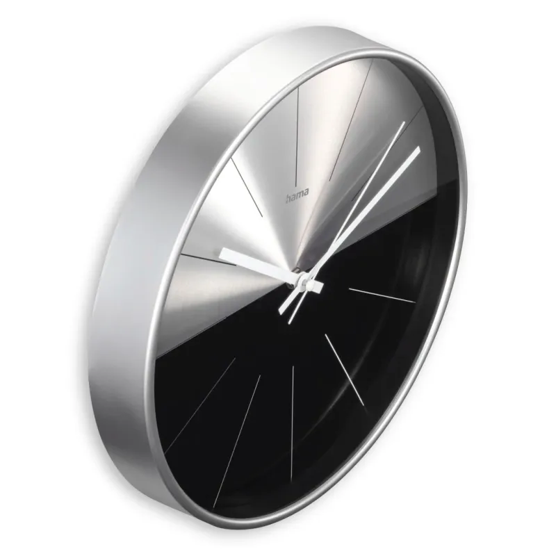 Hama Hama Wanduhr "Sizilien", Quarzuhr, ohne Ticken, analog, Ø 30 cm, Schwarz/silber, – Produktbild 2 von 4