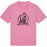 päfjes päfjes Wuuuu der Bär fährt Rad / Fahrrad - Fair Wear Männer Unisex Bio T-Shirt Siebdruck, Rosa (bubble pink), – Produktbild 1 von 1