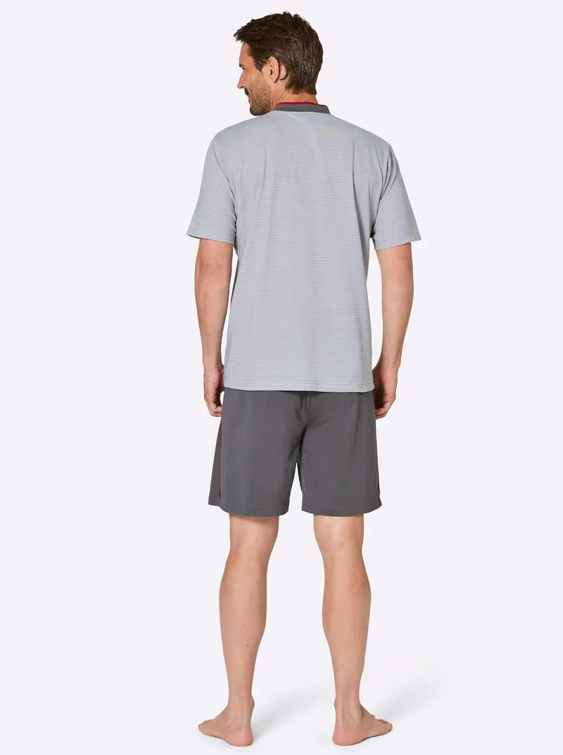 wäschepur men Shorty anthrazit-kirsche-gestreift, Anthrazit-kirsche-gestreift, – Produktbild 2 von 2