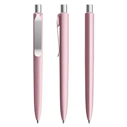 prodir prodir® Druckkugelschreiber DS8 Soft Touch PSR Push, blaue Mine, rosé/silber satiniert, Silber / rosa, – Produktbild 1 von 1