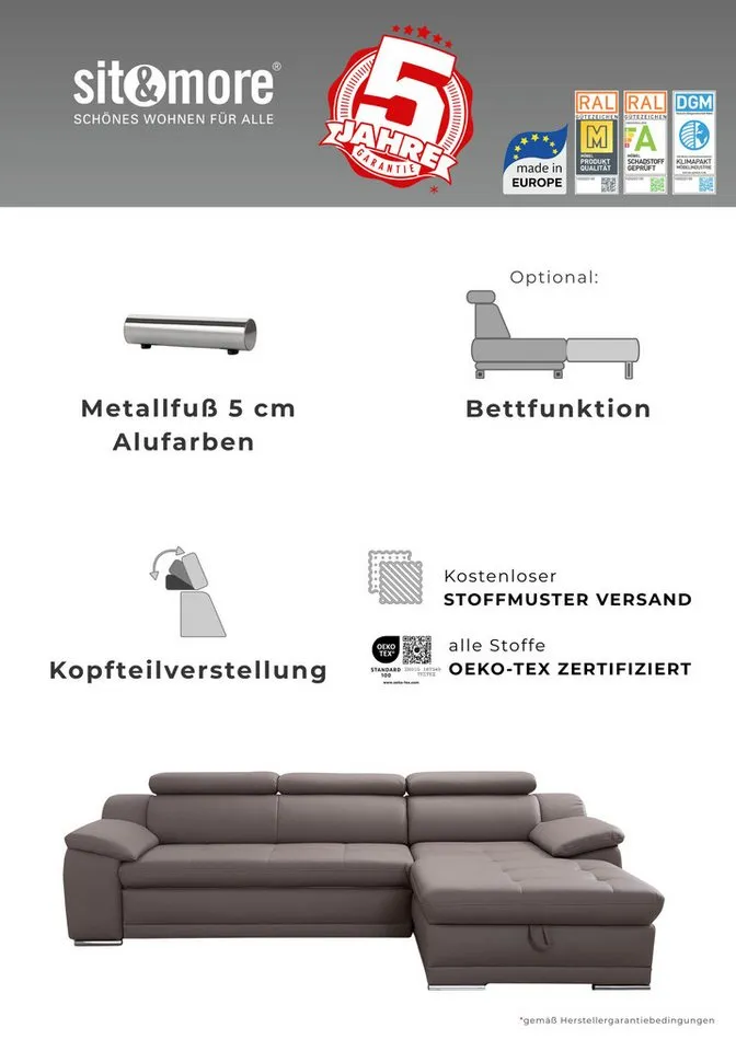 sit&more Polsterhocker Andiamo, Braun, – Produktbild 3 von 5