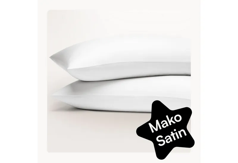 Seralino Kissenbezüge Mako Satin Kissenbezug (100% Bio Baumwolle) weich, hautfreundlich, (2 Stück), Fairtrade/ GOTS zertifizierte uni Kissenhülle mit Reißverschluss, Weiß, – Produktbild 1 von 5