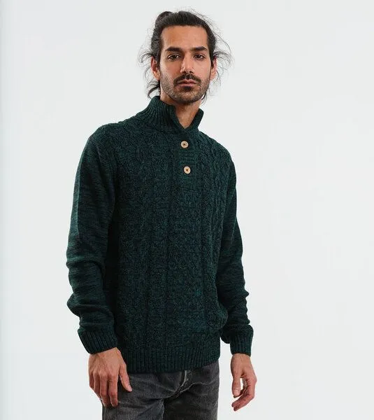 Gary Mash GARY MASH Strickpullover Wilton aus Biobaumwolle, Schwarz-grün mélange, – Produktbild 2 von 4