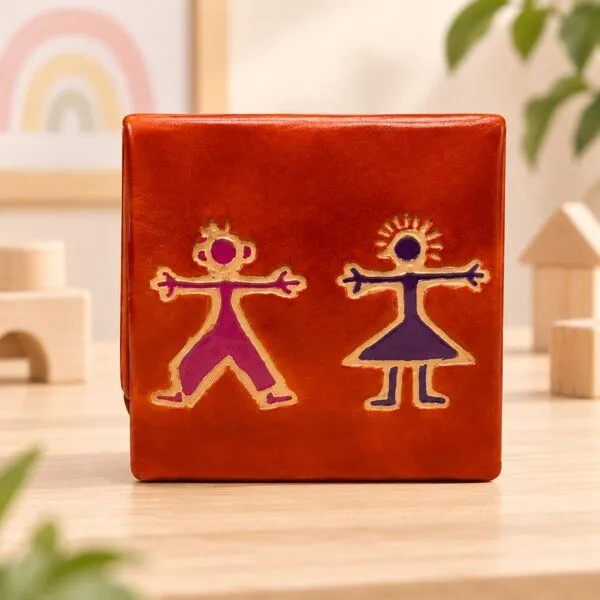 Janselo Harmony Kinder-Spardose aus Shanti-Leder in Orange – Produktbild 1 von 4