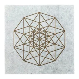 Veskor Cassiopeia Veskor Cassiopeia PENTERAKT HYPERCUBE Heilige Geometrie Linoldruck | 22 × 22 cm | Gold auf Naturweiß – Produktbild 1 von 1