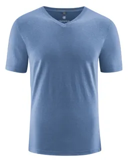 HempAge Hempage Herren vegan T-Shirt Mit V-Ausschnitt Schmal Geschnitten Blau – Produktbild 1 von 1