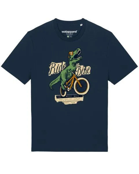 watapparel watapparel T-Shirt Unisex T-Rex Fahrrad, French navy, – Produktbild 1 von 3