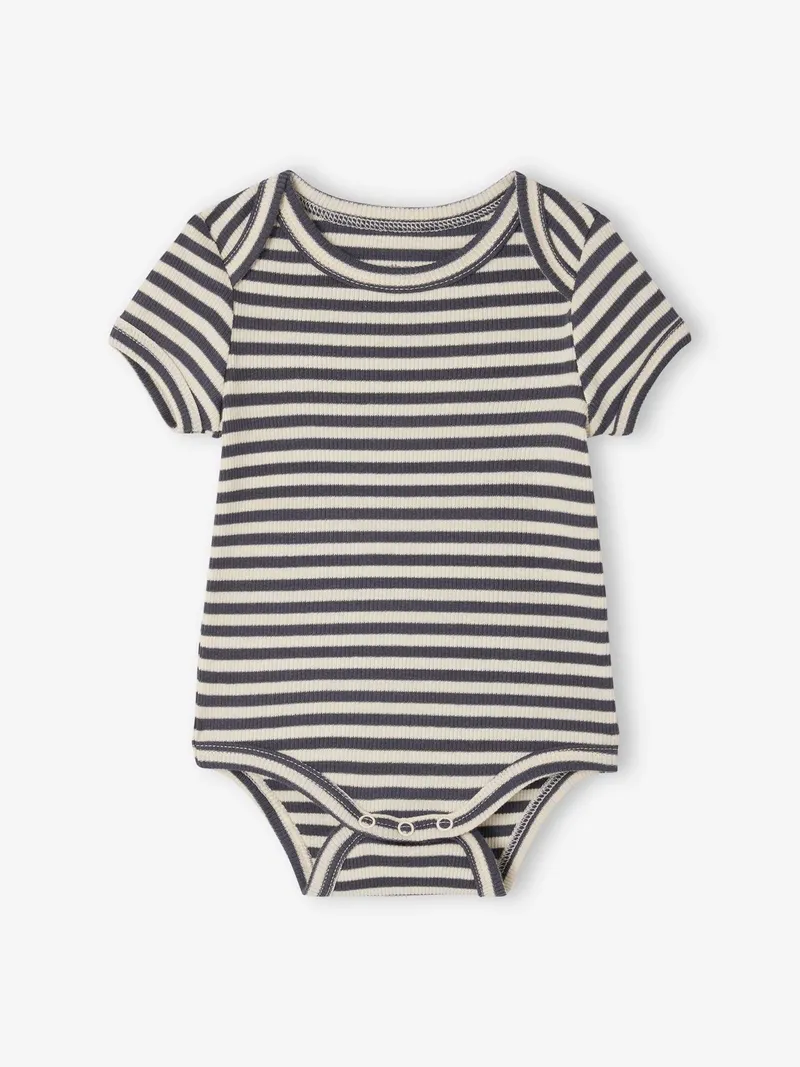 Vertbaudet 3er-Pack Baby Schlupfbodys mit kurzen Ärmeln und Hundemotiven, Anthrazit, – Produktbild 3 von 4