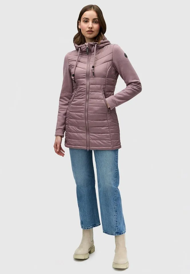 ragwear ragwear Steppmantel Lucinda Long Mantel aus modernem Materialmix mit Kapuze, Lila, – Produktbild 4 von 4
