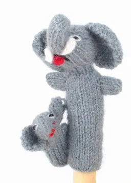 El Puente El Puente Gestrickte Fingerpuppe "Elefant mit Kind" | Fair Trade & Handmade aus Peru – Produktbild 1 von 1