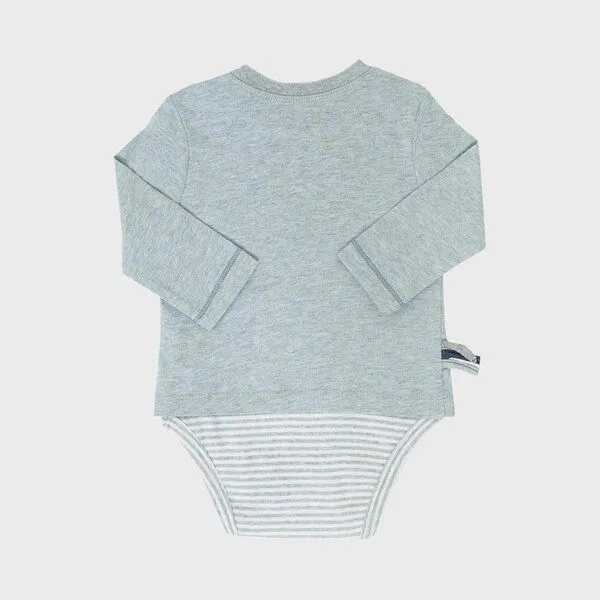 OrganicEra Baby Langarm T-shirt Body 'OrganicEra' aus Bio Baumwolle, Aqua melange (grün), – Produktbild 4 von 4