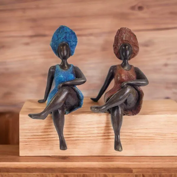 Moogoo Creative Africa Moogoo Creative Africa Bronze-Skulptur "Bobaraba Tanja" by Alain Soré | 20cm 800g | verschiedene Farben, Türkis, – Produktbild 2 von 3