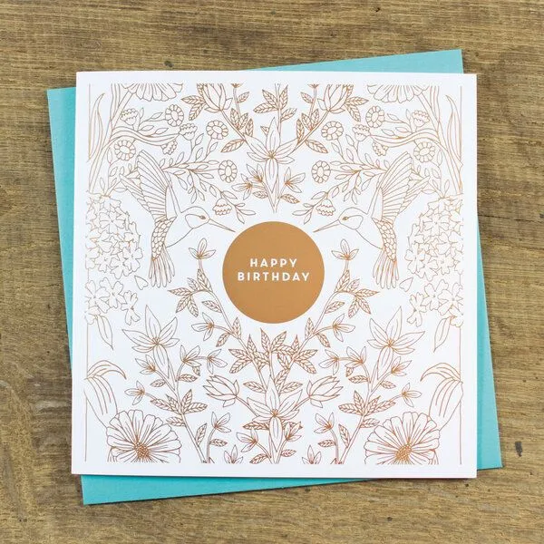 Bow & Hummingbird Bow & Hummingbird Grußkarte Happy Birthday – Produktbild 1 von 2