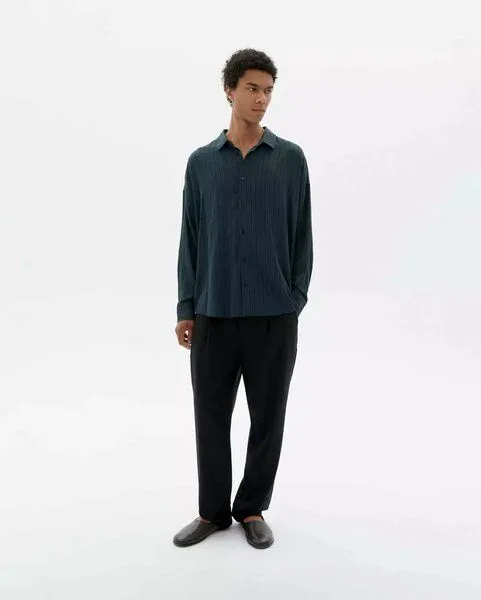 thinking mu thinking mu Streifen-Hemd aus Bio-Baumwolle Modell: Haru, Dark green (grün), – Produktbild 2 von 5