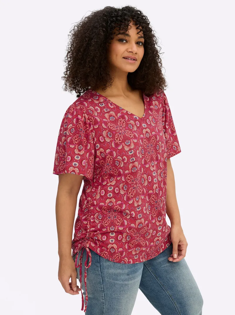sheego by Joe Browns T-Shirt rot-koralle-gemustert, Rot-koralle-gemustert, – Produktbild 2 von 2