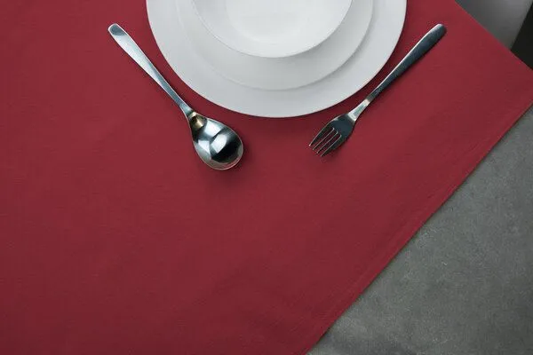 jilda-tex jilda-tex Tischläufer Renforce 100% Bio-Baumwolle Uni 50x160cm, Granatapfel, – Produktbild 3 von 4