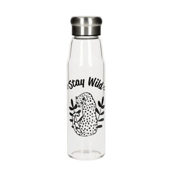 elasto elasto Glasflasche 0,55 Liter Trinkflasche Borosilikatglas mit Neoprentasche, Staywild, – Produktbild 2 von 4