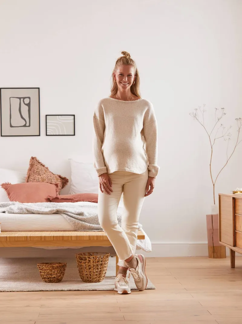 Vertbaudet Pullover mit Seitenschlitzen, Grau meliert, – Produktbild 1 von 4