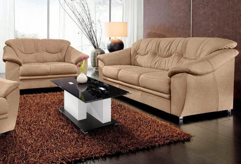 sit&more Polstergarnitur Savona, Set: 2- & 3er-Sofa, B: 148 bzw. 198 cm, Federkern-Polsterung, komfortable Sitzhöhe 46 cm, frei im Raum stellbar, stilvolles Design, Braun, – Produktbild 2 von 8