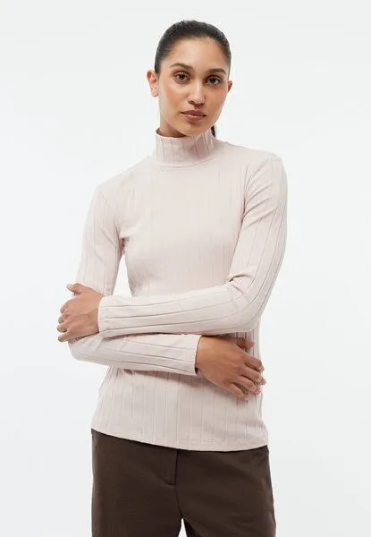 Givn Berlin Givn Berlin Geripptes Longsleeve GBVIDA aus Bio-Baumwolle mit Rollkragen, Powder pink, – Produktbild 2 von 5