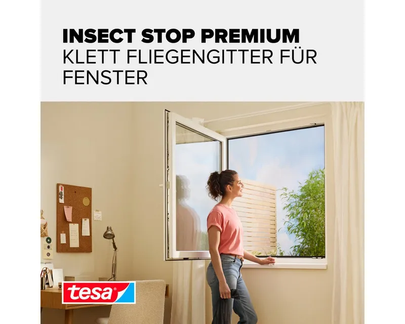 Tesa Tesa Fliegengitter für Fenster 110 x 110 cm, Weiß, – Produktbild 4 von 6