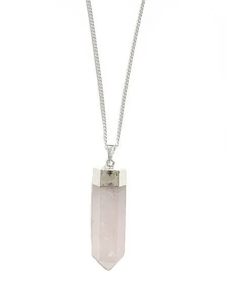 Crystal and Sage Rosenquarz Edelsteinkette von Crystal and Sage, Silber, – Produktbild 2 von 2