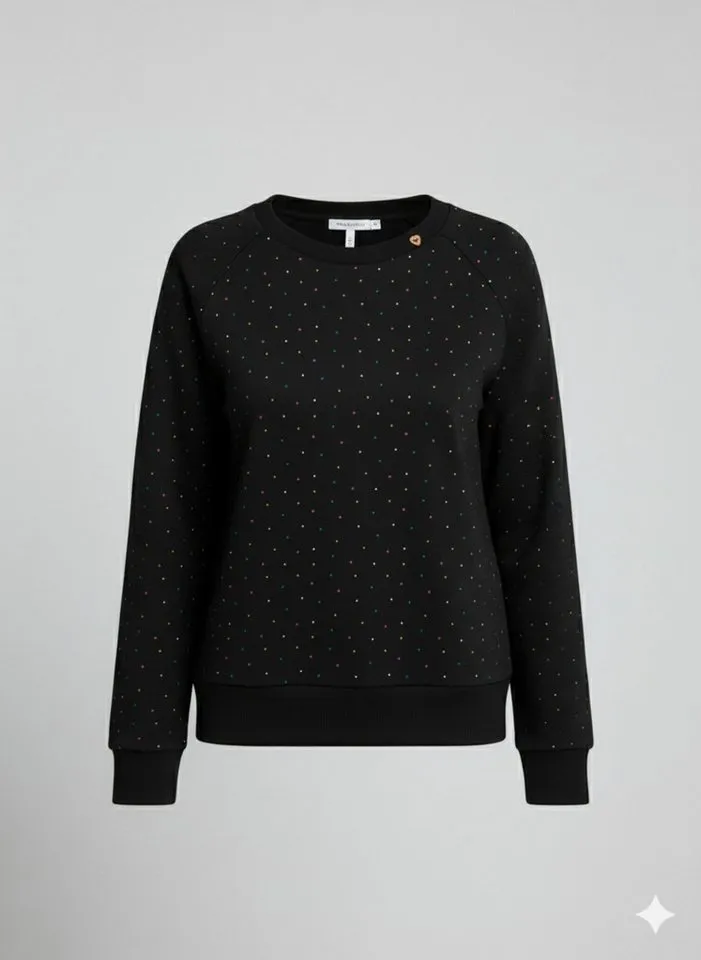 ragwear ragwear Sweatshirt JOHANKA MULTIDOTS O aus Baumwolle und Polyester, normale Passform, mit Rundhalsausschnitt, Schwarz, – Produktbild 3 von 3