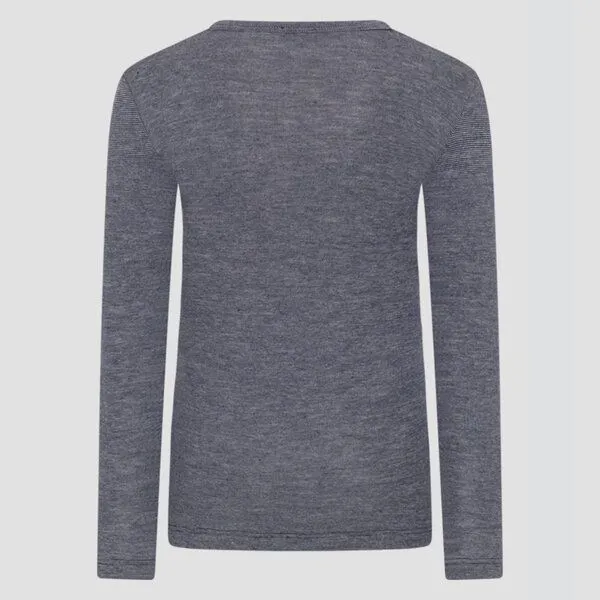 comazo|earth comazo|earth Kinder Shirt langarm aus Wolle-Seide Mix | GOTS zertifiziert, Dunkelblau-melange, – Produktbild 2 von 4
