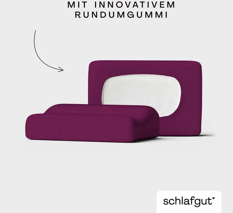 Schlafgut Schlafgut Kissenbezug Pure flexibler Kissenbezug für Nackenstützkissen, (1 Stück), Bio-Baumwolle mit Elasthan, mit Gummizug, bügelfrei, Lila, – Produktbild 1 von 5