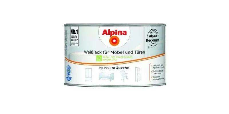 Alpina Alpina Weißlack Alpina Weißlack für Möbel & Türen 300 ml weiß, Weiß, – Produktbild 2 von 8