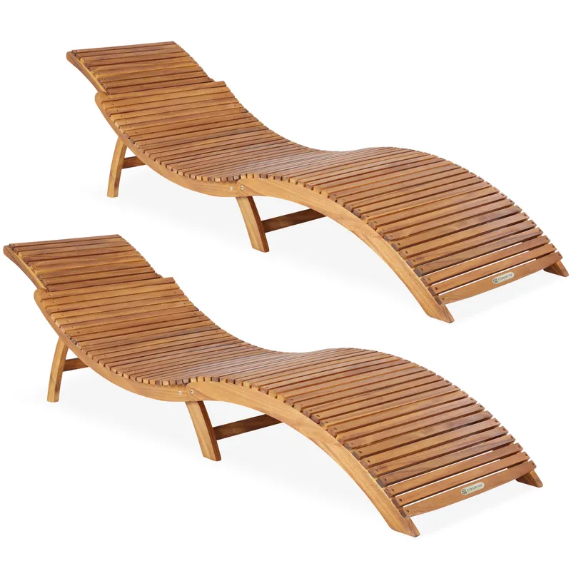 Casaria® Casaria® Faltbare Gartenliege 2er-Set Akazienholz FSC®-zertifiziert, Braun, – Produktbild 1 von 2