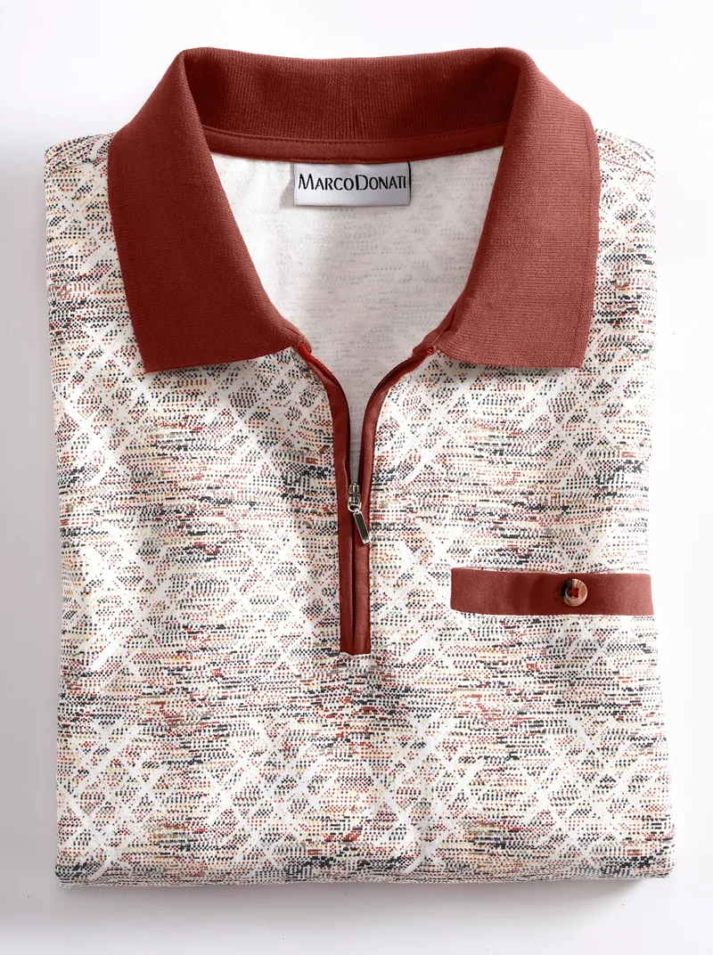 marco donati Kurzarm-Poloshirt terra-bedruckt, Terra-bedruckt, – Produktbild 2 von 2