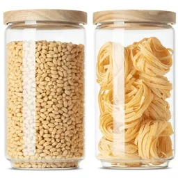 Econovo Econovo Große Vorratsgläser mit Holzdeckel | 2000ml (Set 2-tlg.) | Kollektion Rund – Produktbild 1 von 1