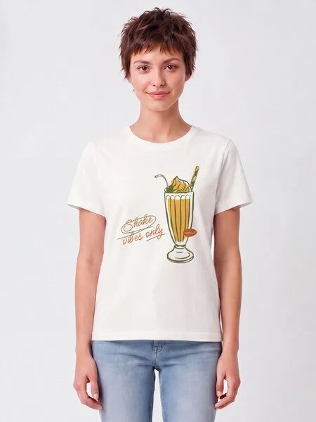 watapparel watapparel T-Shirt Frauen Shake vibes only, Off white, – Produktbild 2 von 2