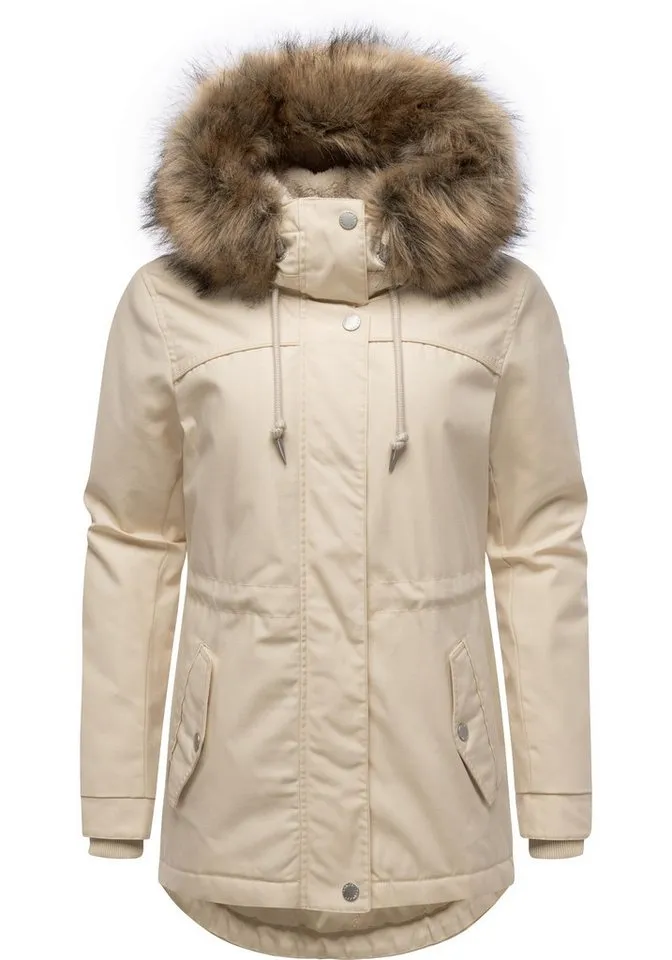ragwear ragwear Winterjacke Tawny Short YOUMODO Warme Jacke mit großer Kapuze und Kunstfellkragen, Beige, – Produktbild 2 von 5