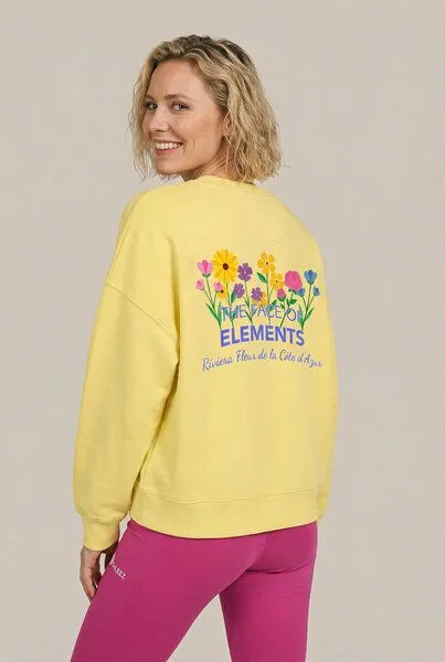 THE FACE OF ELEMENTS THE FACE OF ELEMENTS Riviera Fleur Côte d'Azur - Relaxed Boxy Fit Sweatshirt aus 100% Bio-Baumwolle, Blue, – Produktbild 3 von 4