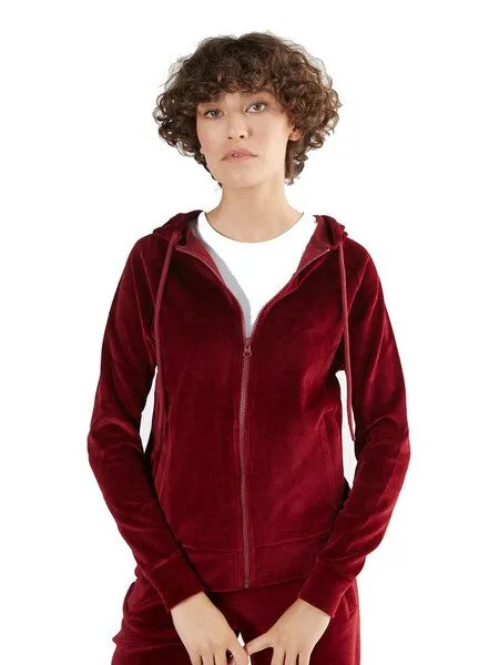Leela Cotton Leela Cotton Damen Nicky Kapuzenjacke Bio-Baumwolle Jacke Hoodie1271, Bordeaux, – Produktbild 1 von 4