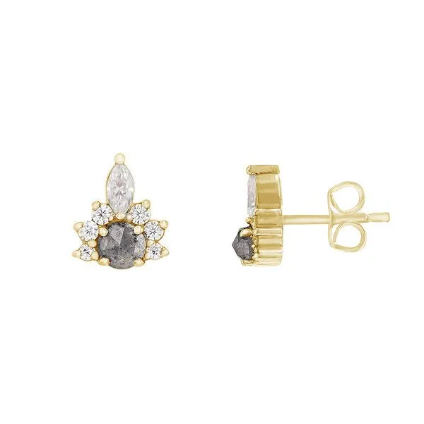 Eppi Eppi Ohrringe mit Salt and Pepper Diamanten und Moissaniten Kruno, Gold, – Produktbild 1 von 2