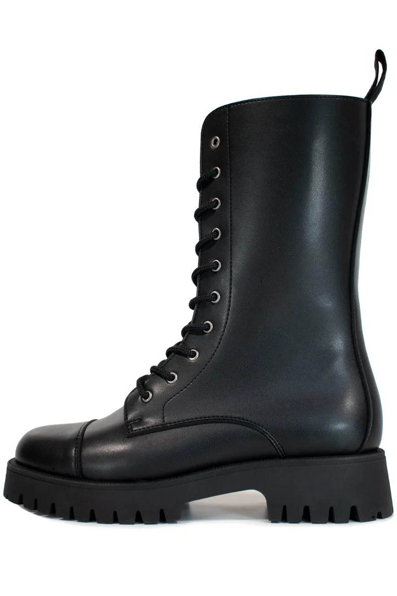 Will's Vegan Store Will's Vegan Store Damen vegan Track Sole 10 Eye Boots Schwarz, Schwarz, – Produktbild 1 von 3