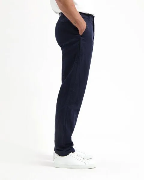 Kuyichi Kuyichi Chino-Hose Darren Leinen Midnight Blue – Produktbild 2 von 4