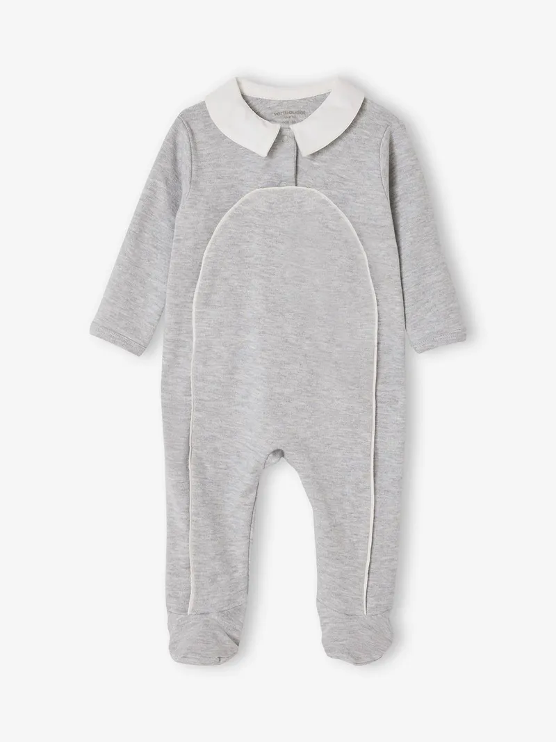Vertbaudet Baby Schlafanzug mit Bubikragen, Grau meliert, – Produktbild 1 von 2