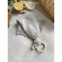 Stoffretter Windelarsch Zwirn Stoffretter - Windelarsch & Zwirn Stoffretter Schnuff - Baby Musselin Schnuffeltuch mit Greifring, Grau, – Produktbild 1 von 1