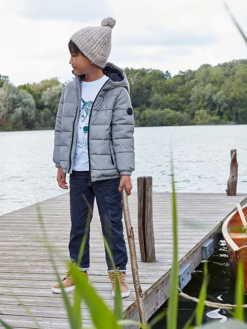 Vertbaudet Jungen Steppjacke wasserabweisend und reflektierend, Grau, – Produktbild 2 von 4