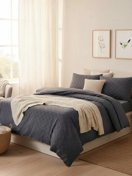 Nature by Adam Nature by Adam Bettwäsche 2tlg aus 100% Bio-Baumwolle - Made in Germany - Indian Cortezada Light, Dunkelblau, – Produktbild 2 von 4