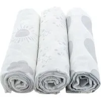 HANS NATUR Spucktücher Bio-Baumwolle 3er-Set Grey Maße 75 x 75 cm – Produktbild 1 von 1
