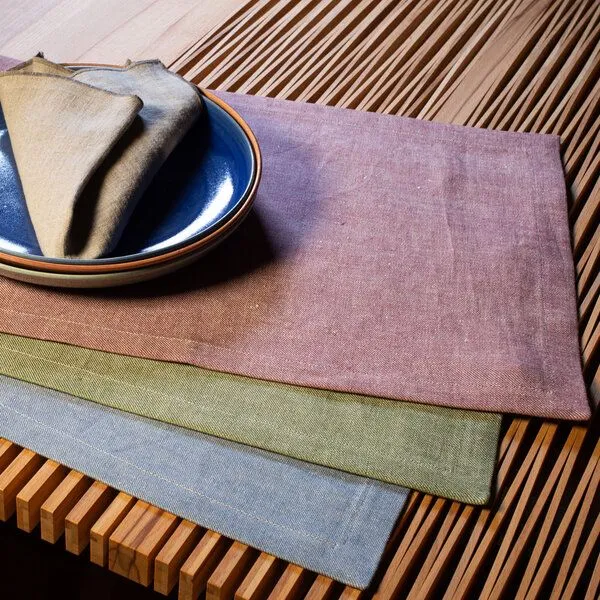 nahtur-design nahtur-design 3er Set Tischset aus 100% Leinen, Leinendenim, Herbst, – Produktbild 3 von 5