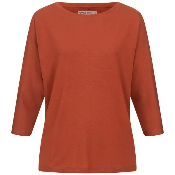 NATIVE SOULS NATIVE SOULS Lyocell 3/4-Arm Longsleeve Damen, Burned orange, – Produktbild 1 von 2