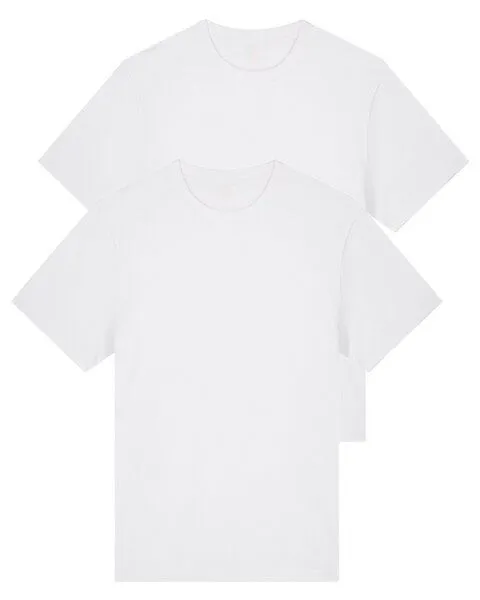 YTWOO YTWOO Doppelpack Unisex-T-Shirts aus schwerem Stoff | Bio-Baumwolle, Weiß, – Produktbild 1 von 3