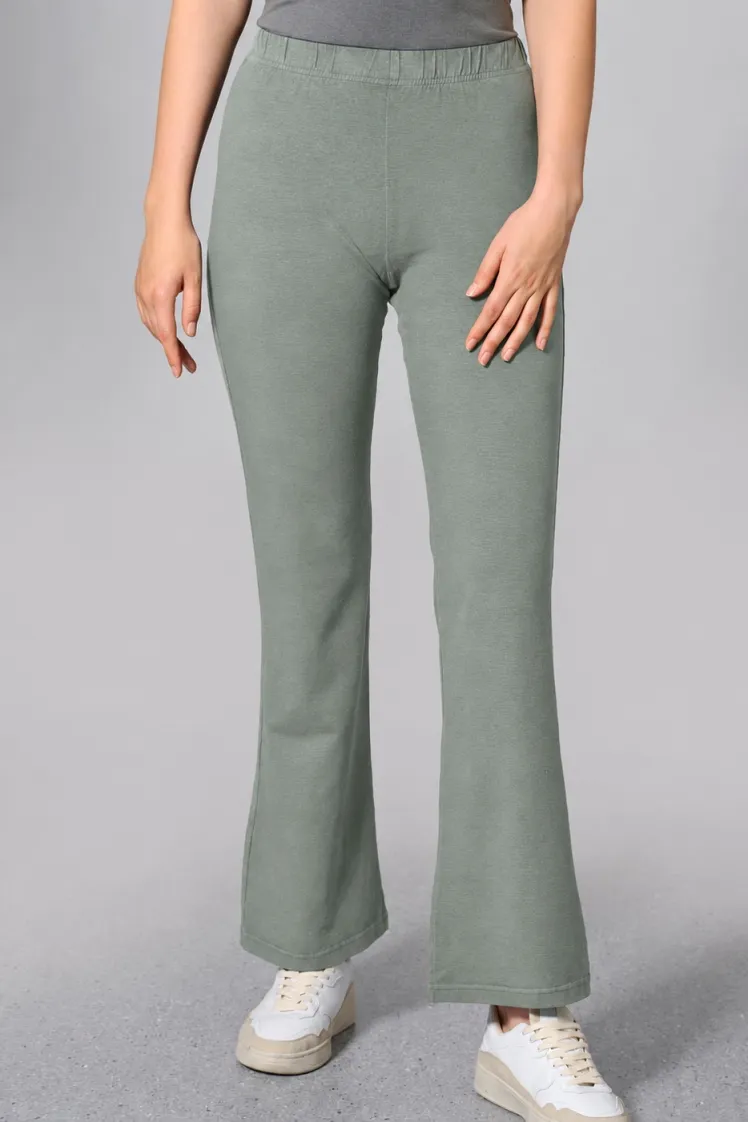 HempAge Hempage Damen vegan Hose Mit Ausgestelltem Bein Thymiangrün, Grün, – Produktbild 2 von 2